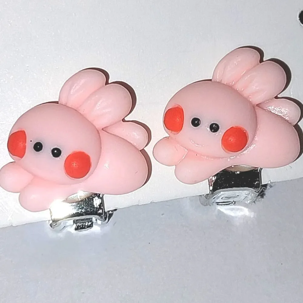 Beautiful girls pink bunny clip-on earrings for kids